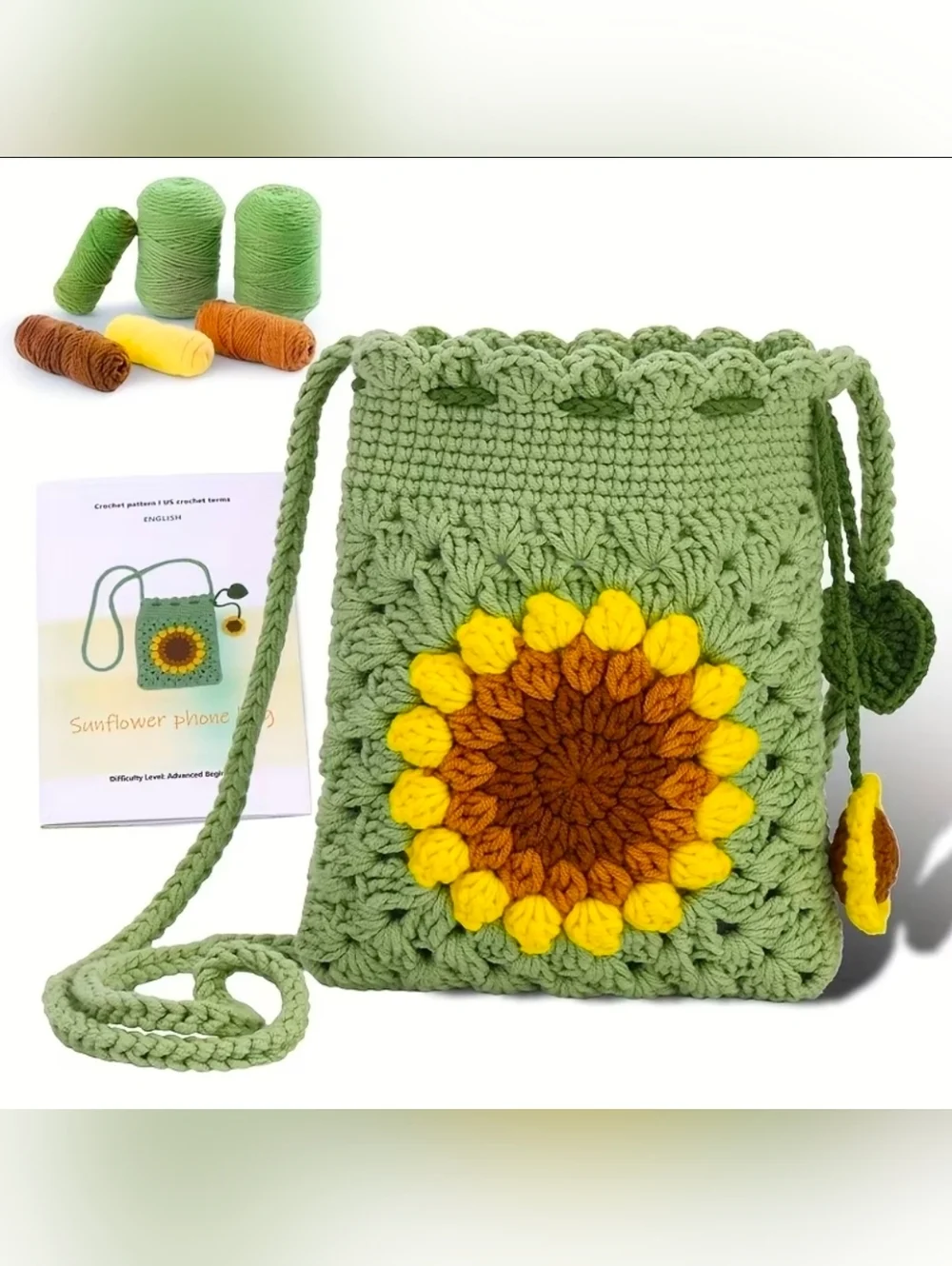 DIY Sunflower Crossbody Phone Bag Crochet For Beginners All Tools Included New